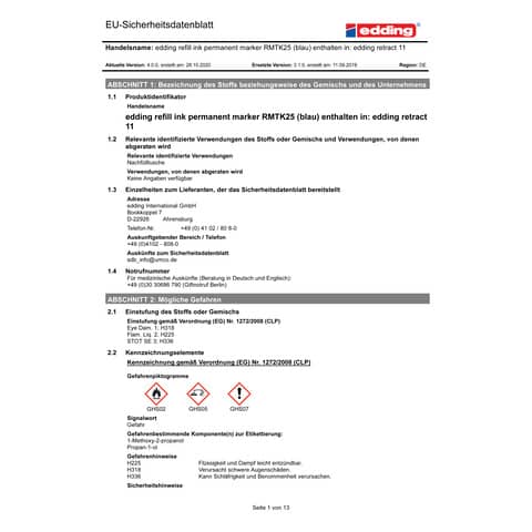 Marcatore permanente edding Retract 11 punta conica 1,5-3 mm blu E-11 003